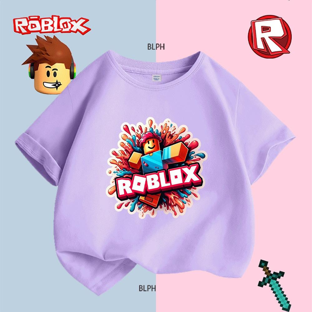 Cute Roblox Character Print Kids T-Shirt, Colorful and Fun Gaming-Inspired Tee for Boys/Girls, Ideal for Casual Wear and Roblox