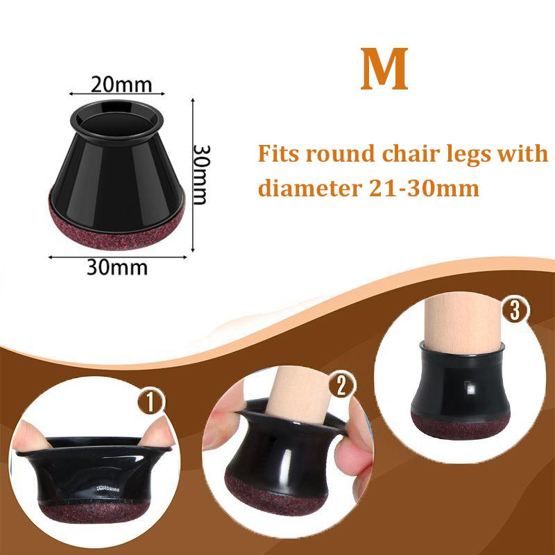 24 Pcs Chair Leg Floor Protectors for Hardwood Floors Silicone Covers Felt Pads Furniture Leg Caps Anti-Scratch Reduce Noise Fit 14-40mm
