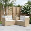 Sofa Set 5 Pcs Beige and Cream White Poly Rattan and Steel