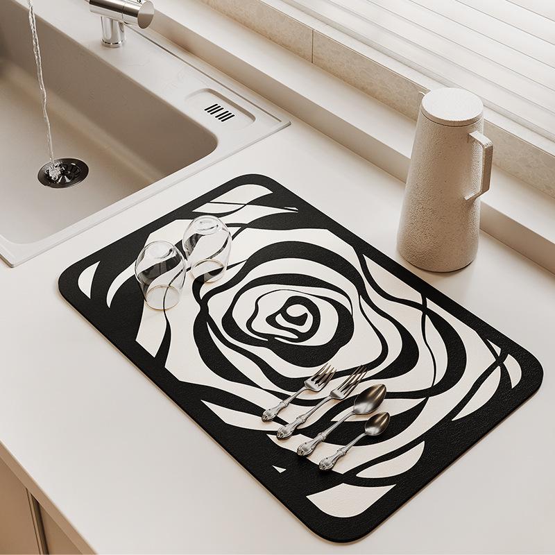 

Большой размер Nordic Minimalist Кофейный впитывающий коврик Минималистский настольный коврик для посуды Кухонный дренажный коврик Декоративный коврик для ванной комнаты 30x40cm (2.5mm)