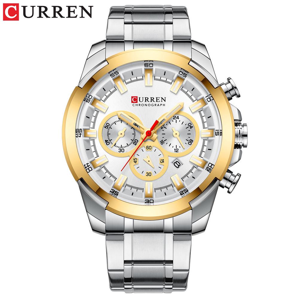 Curren 8361 Waterproof Quartz Men's Multi-Function Watch with Six-Hand Calendar