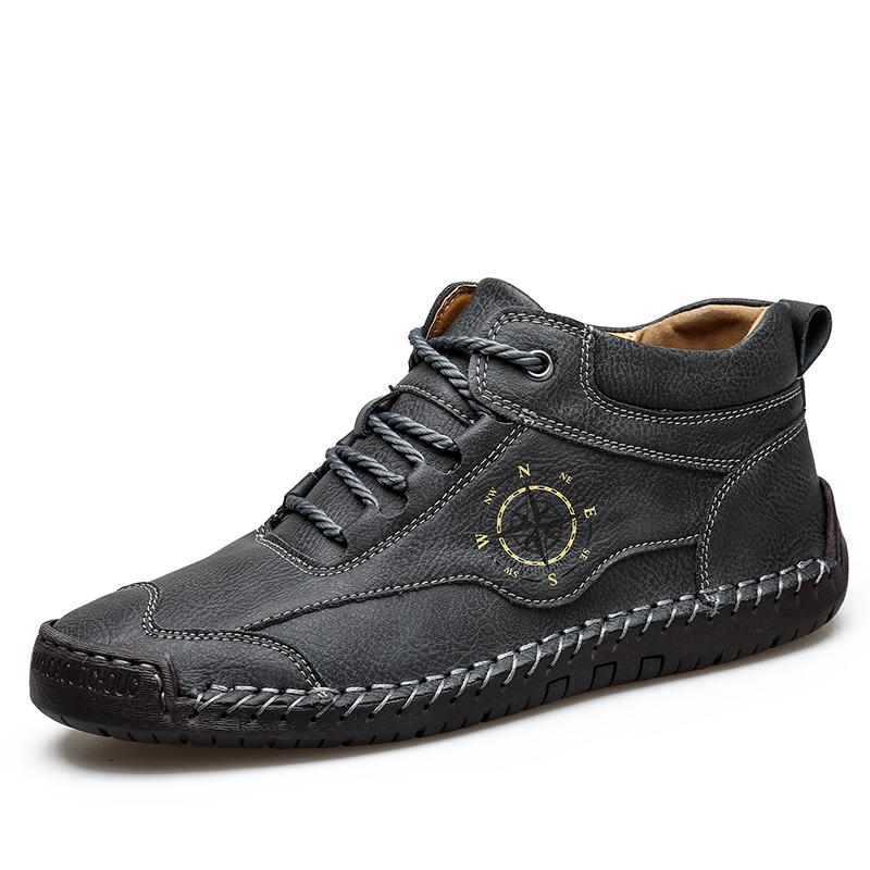 High Top Men Leather Casual Shoes Fashion Sneakers Zapatillas Hombre Spring Autumn Mens Outdoor Shoes Boots Big Size 48 9959