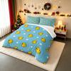 Yellow Rubber Duck Hearts Pattern Bedding set (1 duvet cover, 2 pillowcases, duvet not included), Cute Blue Cartoon Duck Art Print