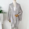 European-Style Gold Silk Split Shawl Women'S Thin Dinner Dress With Decorative Fringe Hollow-Out Sunscreen Scarf