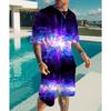 Summer Fashionable Men's Striped Style 3D Two-piece Set Street Casual Fashion Breathable Comfortable Sports Loose Large Size Sports Wear