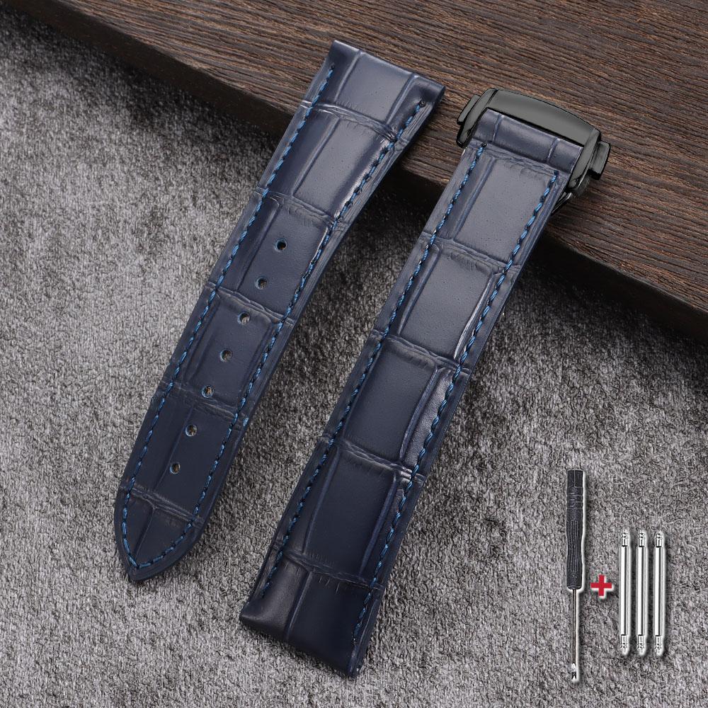 19mm 20mm 21mm 22mm for Omega Seamster Watch Original Leather Watch Strap Solid Steel Deployant Clasp Bamboo Leather Watch Bands