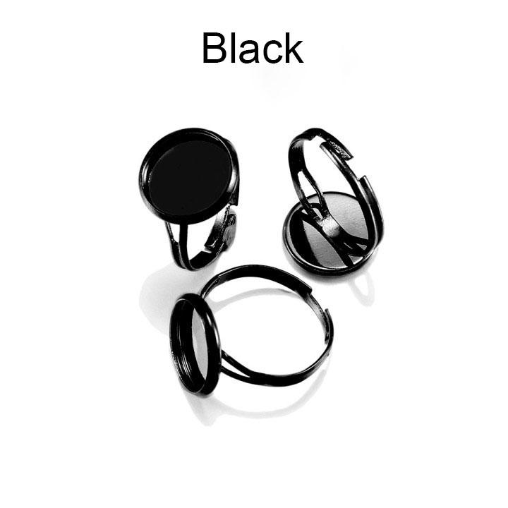 

10pcs/lot Adjustable Blank Ring Base Dia 10 12 14 16 18 20 25 mm Glass Cabochons Cameo Settings Tray Fit Diy Ring Jewelry Making 8mm x 10pcs чёрный