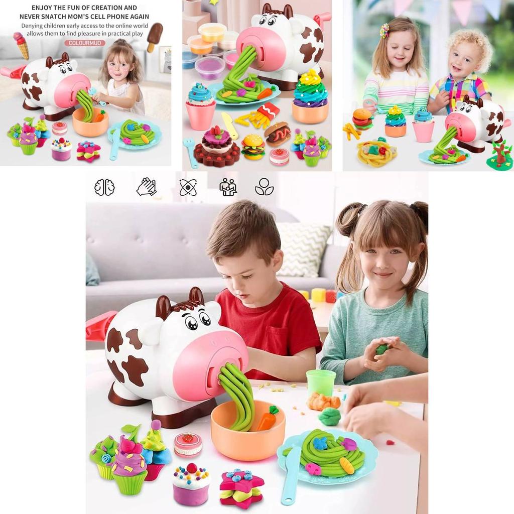 New Diy Cartoon Colorful Clay Cute Cow Noodle Maker Children's Playset For Creative Fun