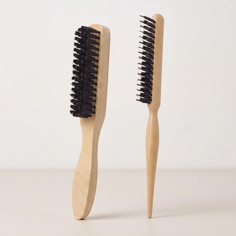 Ready to Ship Eco-Friendly Bamboo Bristle Styling Brush Professional Teasing Hair Brush with Ergonomic Handle for Edge Control естественный