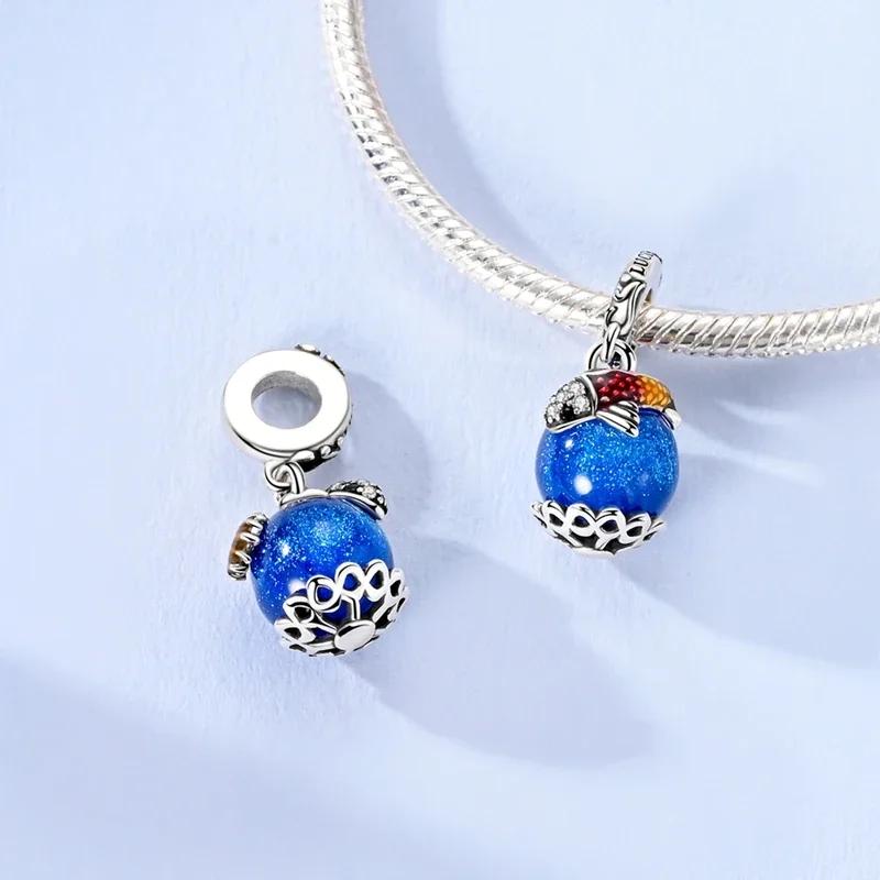 Copper Metal Authentic Original Certified Delicate Fish Pelycosaur Blue Koi Bead Components Compatible With Charm Bead Components Bracelet High