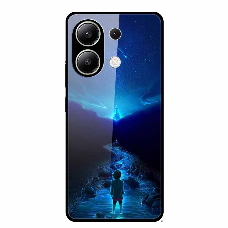 Glass Back Cover For Xiaomi Redmi Note 13 Case Note13 Pro Coque Hard Tempered Glass Case For Redmi Note 13 Pro Case Soft Bumper
