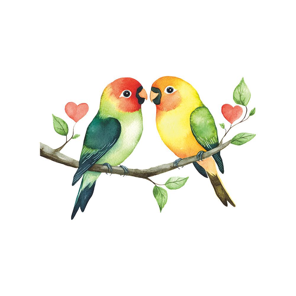 

Self-adhesive Wall Stickers Two Birds Love Heart Branch for Kids Room Bedroom Home Decor 20x29cm разноцветный