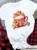 (Asian Size) style cartoon cute Merry Christmas tee Top festival New Year Holiday Casual Lady Short Sleeve Fashion Women Print Graphic T-shirts