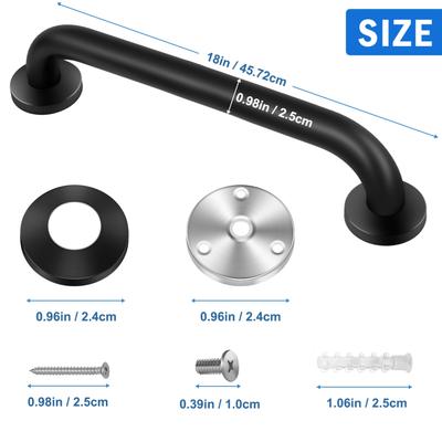 2Pcs 18 Inch Bath Grab Bar 304 Stainless Steel Fall Prevention Multipurpose Shower Handle For Bathroom Safety Grab Bar Black
