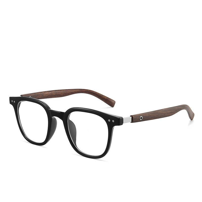 Trendy Anti Blue Light Wooden Grain Leg TR90 Glasses, Men Women Big Square Blue Ray Blocking for Computer Glass Frames F83026