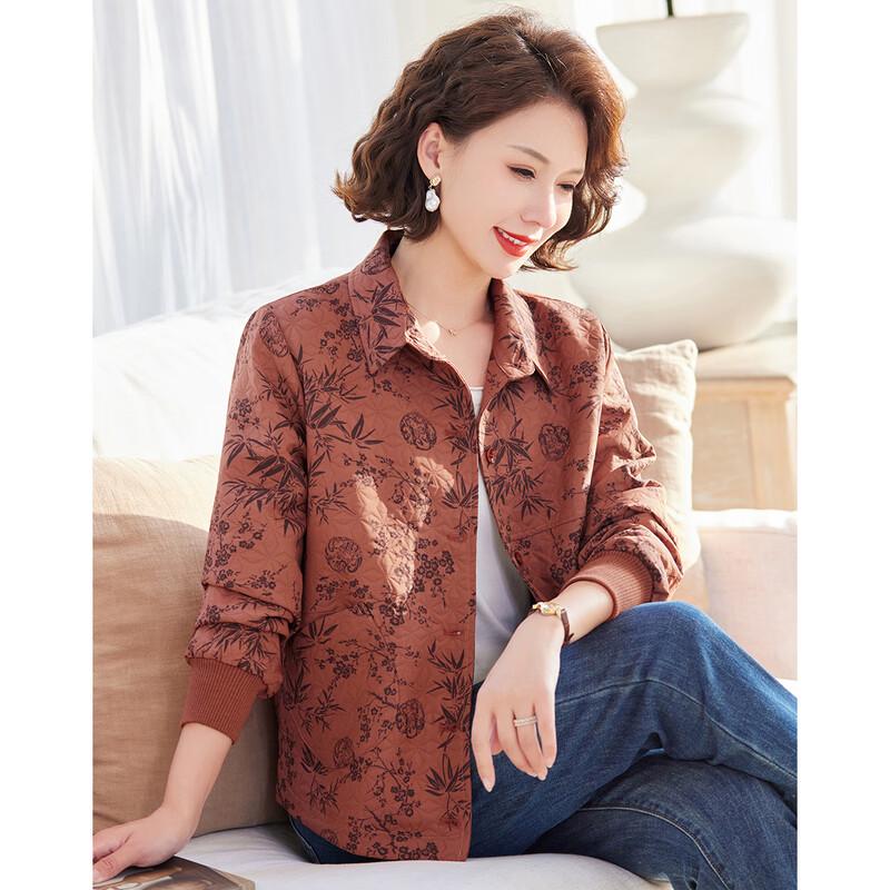 

Women s Autumn/Winter Floral Print Lapel Coat 4XL