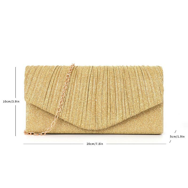 Pleated Stripe Glitter Evening Handbag for Women