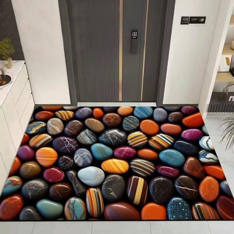 3D Kiesel Badezimmer Bodenmatte Rutschfest Schnelltrocknend Fußmatte Pflegeleicht Türvorleger