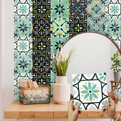 10pcs Light Luxury Style Tiles Sticker Kitchen Wardrobe Wall Decals Home Decor Self-adhesive Crystal Hard Film Art Wallpaper