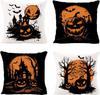 Fronhas de Halloween Assustadoras: Abóbora, Castelo e Morcego Desenhos para Decoração Festiva Capa de almofada para sofá, decoração de festa de feriado, presente