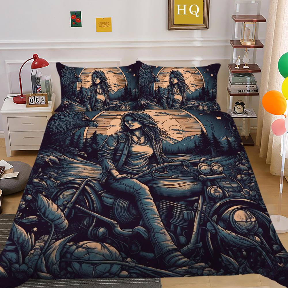 Beauty Skull Printed Bed Set Twin Size Polyester Comforter Cover Set Teen Design Superior Home Bedclothes