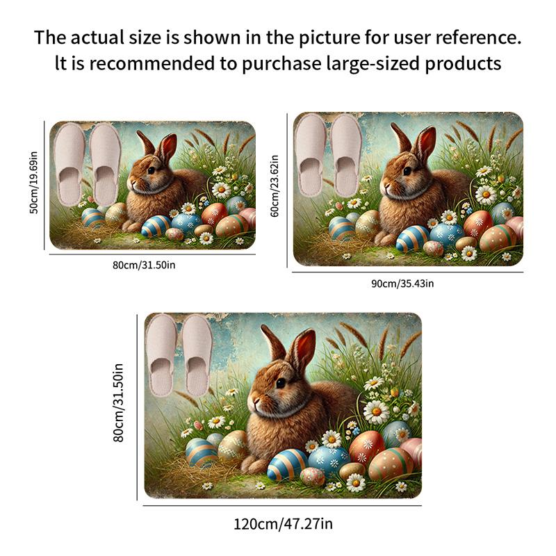 1Pcs Anti Fatigue Kitchen Rugs, Easter Bunny Eggs Print Waterproof Non-Slip Thick Cushioned Kitchen Mat Heavy Duty Comfort Standing Mat for Kitchen