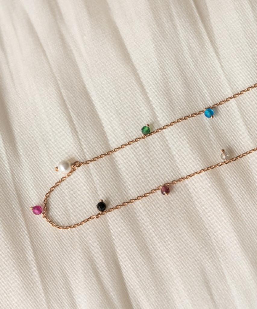 Alleun Silver 925 Chain Gemstone Choker Rainbow Pearl Silver Necklace