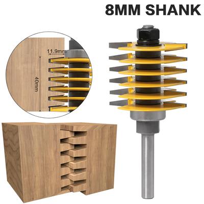 1 pz 8/12.7mm Gambo Brand New 2 Denti Regolabile Finger Joint Router Bit Tenone Cutter di Grado Industriale per Utensili in legno