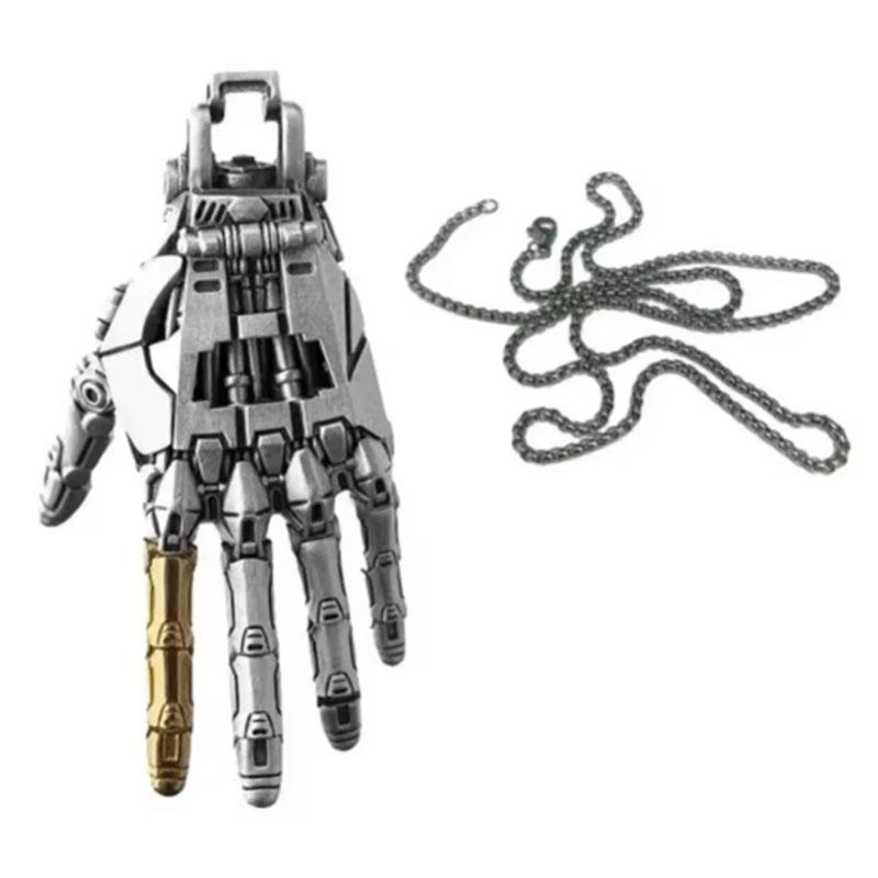 Hot Sale 5cm Robot Hand Collectible Daoism Mechanical With Chain Movable Finger Joints Hand Charm Display Gifts Pendant Ornament