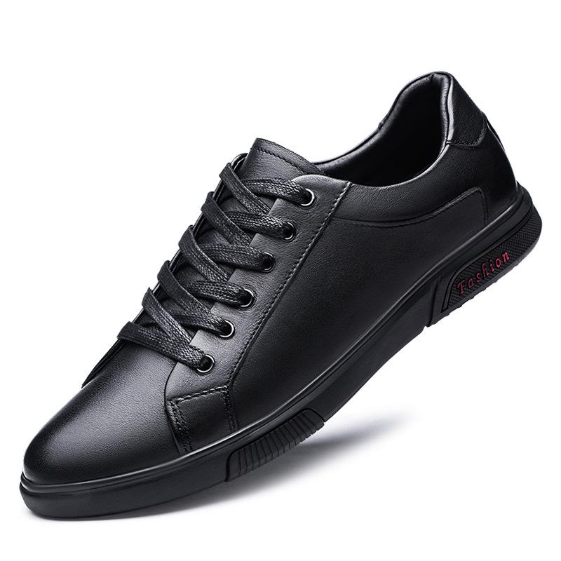 Men s Autumn Breathable Skate Shoes - Trendy Soft Sole Cowhide White Sneakers in Korean Style 46