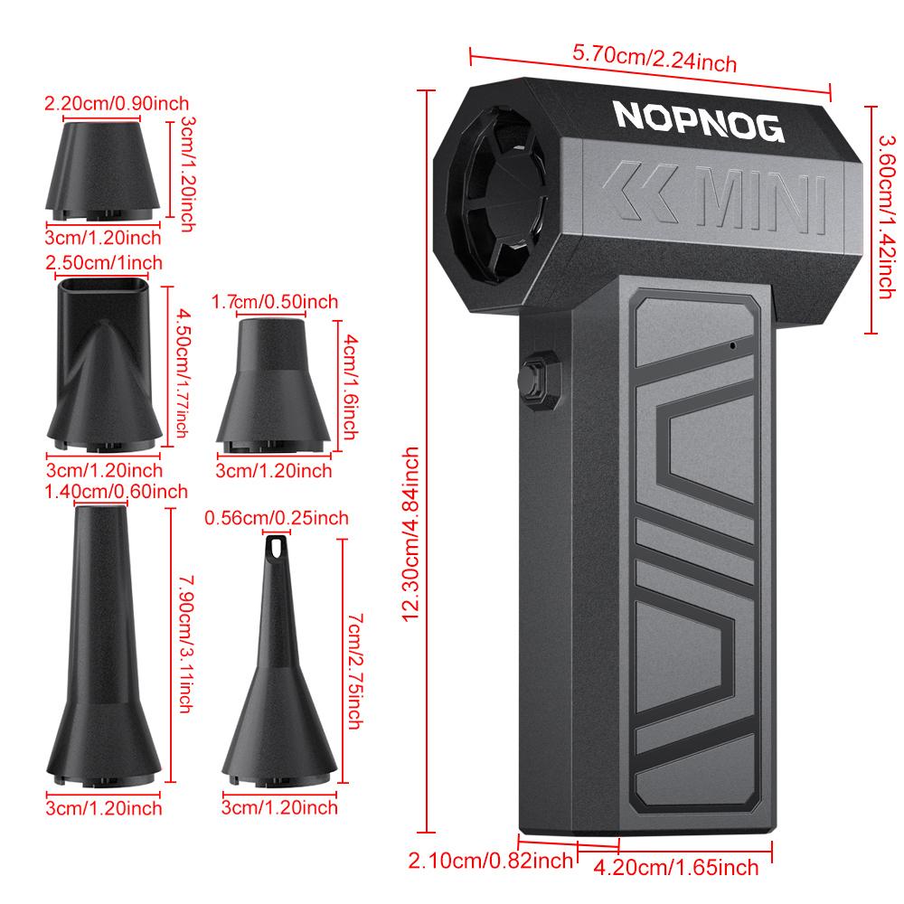 5 Outlet Nozzles Cleaning Blower Tool Turbo Jet Fan Car Fan 130000RPM Electric Air Duster 4 Gears Portable Blowing Snow Type-C Charging