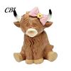 Healing Cartoon Animal Models Highland Cow Figurine, Resin Sitting Sculpture, Farmhouse Desk Matte Finish Crafts Decoration, Cute Statue for