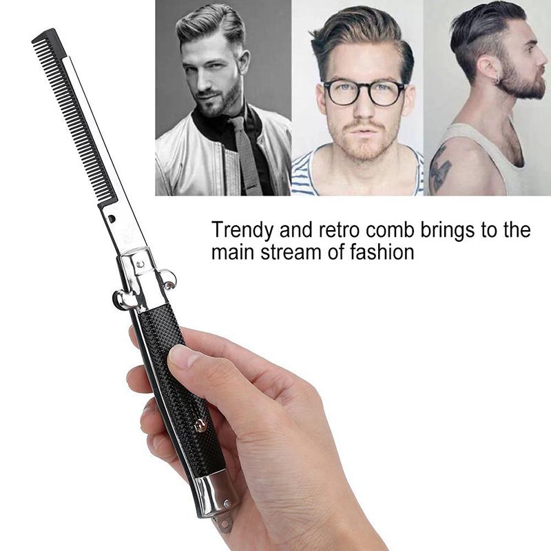 Folding Spring Comb Automatic Combs Foldable Knife Brushes Hair Trimmer Comb Brush Accessories Men'S Pocket Knife Comb