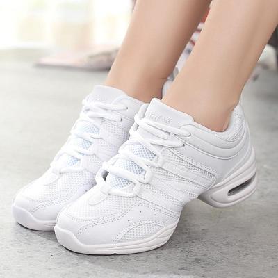 Zapatillas de Jazz para Mujer con Cordones Malla Antideslizantes Suela Gruesa Zapatos de Baile Transpirables Suela Acolchada Deportivas para Caminar Zapatos de Baile