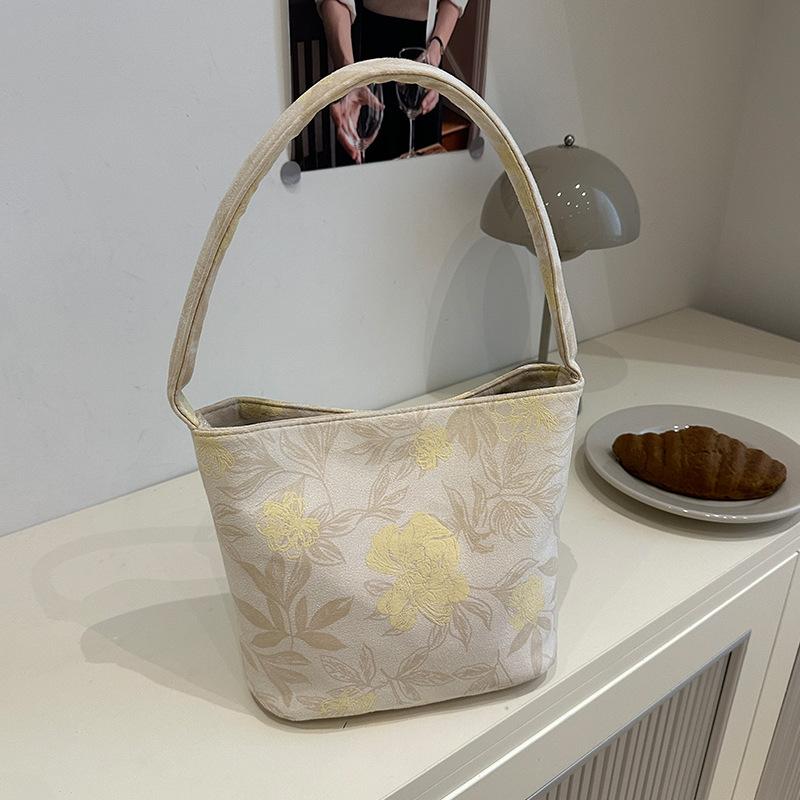 

Женская новая китайская сумка-тоут «Звездная мечта», тканевая сумка, женская черная сумка через плечо, женская вышитая цветами ретро-сумка бежевый