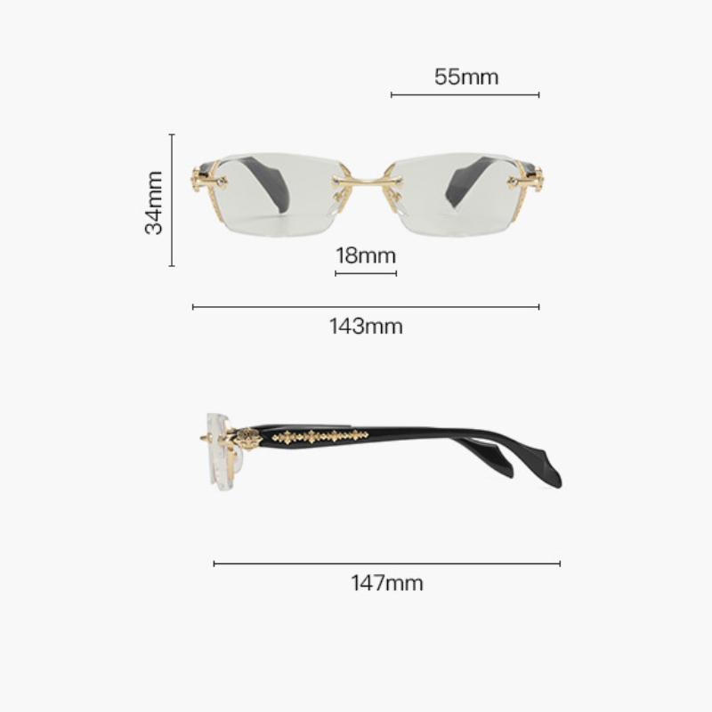 Anti Blue Light Diamond Cutting Men Women Frameless Reading Eyewear Metal High-definition Presbyopia Glasses