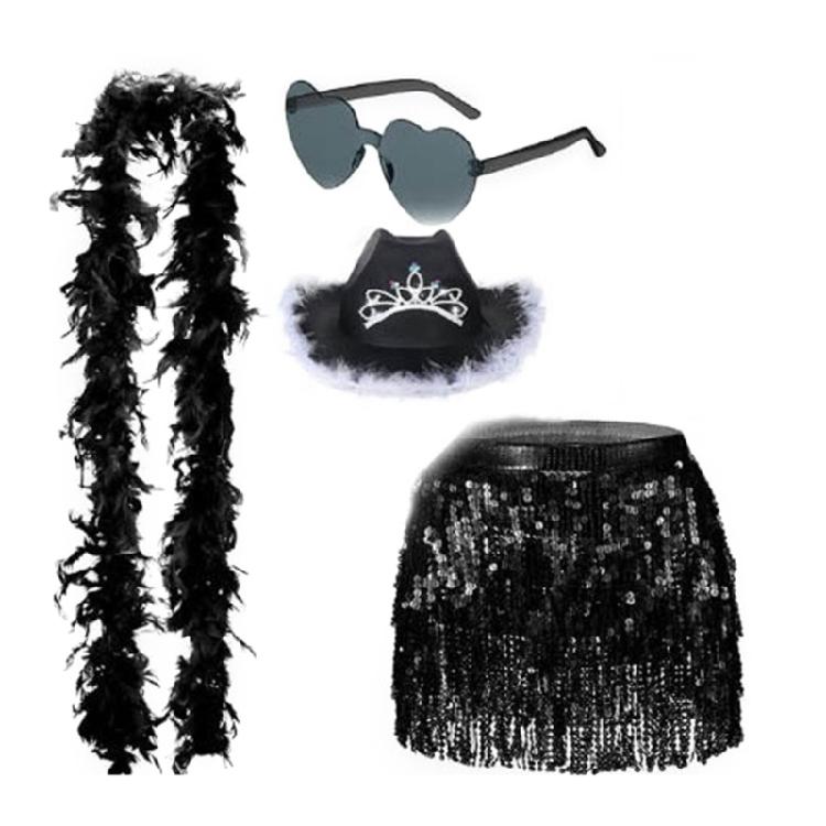 Braut Cowgirl Hut Schal Junggesellinnenabschied Kostüm Set Damen Accessoires