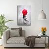 Red Umbrella and Couple Silver Sky and Romantic Couple Poster Canvas Wall Art Picture Print Modern Home Bedroom with Frameless Decor