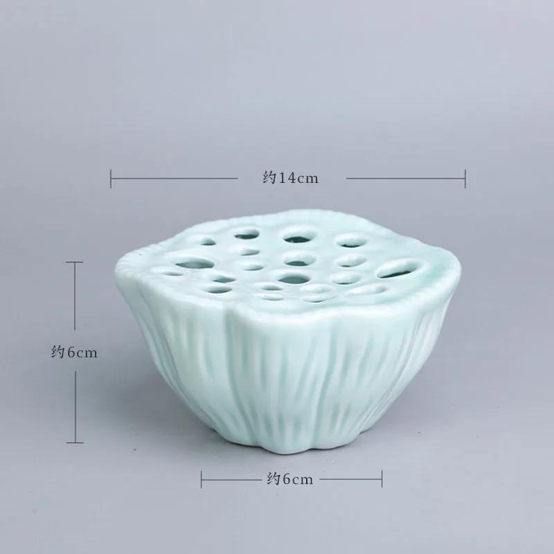 Japanese Style Ikebana Holder Ceramic Lotus Shape Ikebana Flower Arrangement Vase Tea Table Zen Kenzan Flower Art Fixed Tool