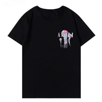 New Fashion AM Fashion Short Sleeve Round Neck Bright Print Casual Hip Hop High Street Half Sleeve T-shirt for Men and Women