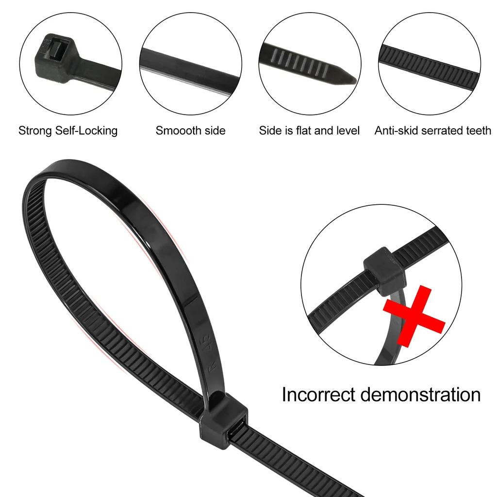 3×200mm Größe 100 Stück/Beutel Mehrfarbig Selbstverriegelnder Nylon-Kabelbinder Schnell Bündeln Kunststoffschlaufe Drahtwicklung Zufällige Farbe