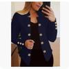 Women's Fashion Cuff Button Small Suit Double Button Cardigan Top