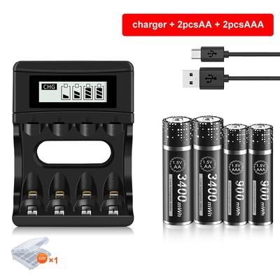 1,5 V AA Li-ion baterie + AAA 1,5 V lithiová dobíjecí baterie + 1,5 V nabíječka baterií pro aa aaa 1,5 V lithiovou dobíjecí baterii