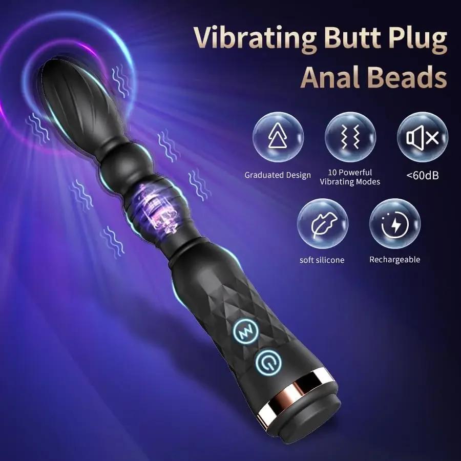 Anal Plug Vibrator for Women G-Spot Clit Stimulation Anal Beads Prostate Massager Butt Plug Female Masturbation Adult Sex Toys