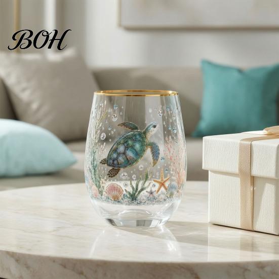 Sturdy Thickened Glassware Hummingbird Joy Tea Cup, Colorful Animal Tumbler, Floral Glass Decorative Flower Bird Cup Golden Rim, Artistic Water