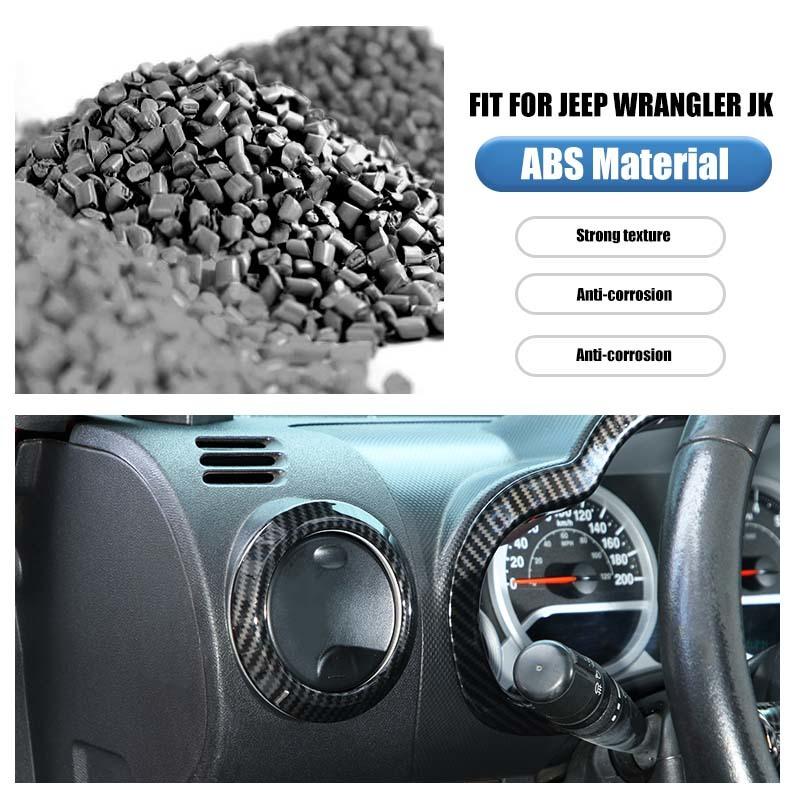 ABS interiér Kryt volantu Dekorační rámeček palubní desky pro Jeep Wrangler JK 2007-2010 Autopříslušenství