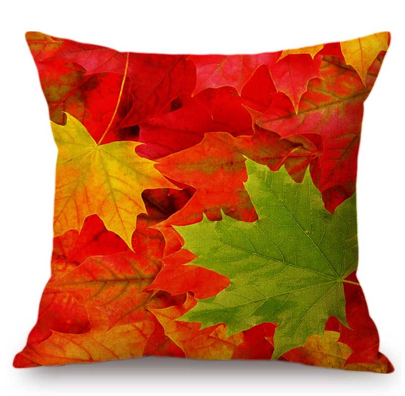 18" Autumn Maple Leaf Red Orange Fall Leaves Decorative Sofa Throw Pillow Cover Hot Sale Cotton Linen Office Chair Cushion Cover
