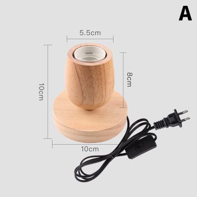 Retro Wood Table Lamp E27 Socket Vintage Desk Lamp Base Holder Wooden Base Table Light 220V Bedside Lamp Decor