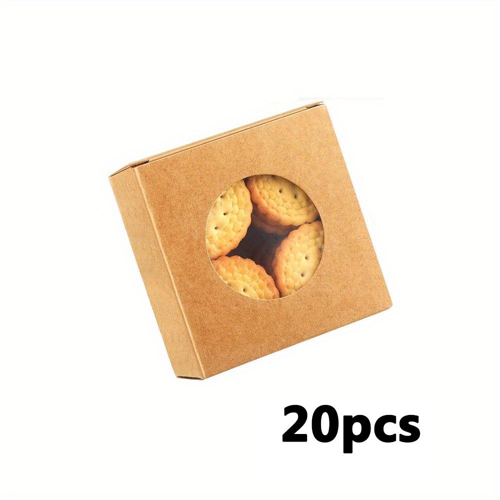 20pcs Gift Boxes with Clear Window Square Treat Boxes Foldable Boxes Kraft Paper Gift Packing Boxes for Weddings Parties Birthdays Jewelry Making