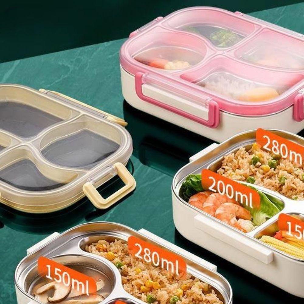 Divided Insulated Lunch Box 900/1400ML Compartment Lunch Box Stainless Steel Lunch Box  Worker